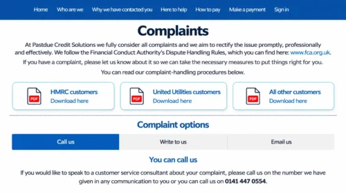  Pastdue Credit Solutions complaint support