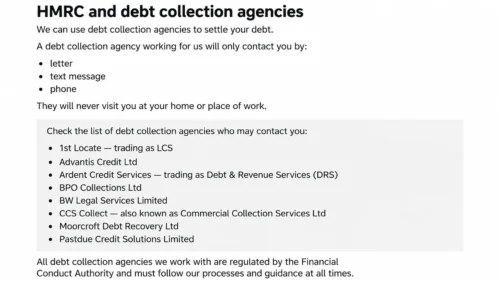 HMRC debt collection agency list