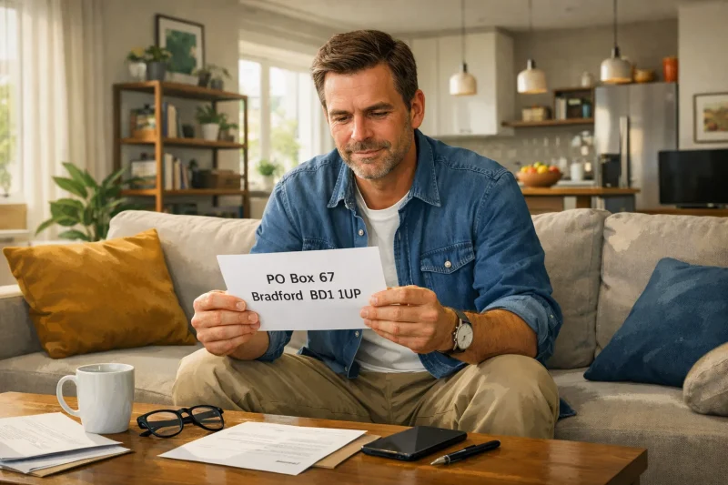 Letter from PO Box 67 Bradford BD1 1UP