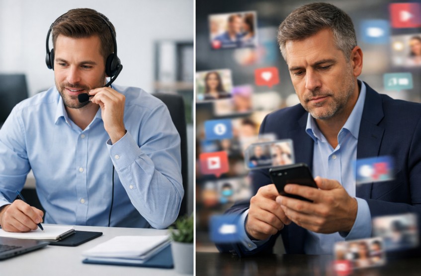 business to business telemarketing vs social media marketing
