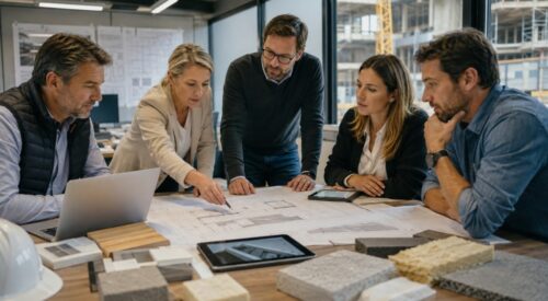 Construction leaders planning business growth